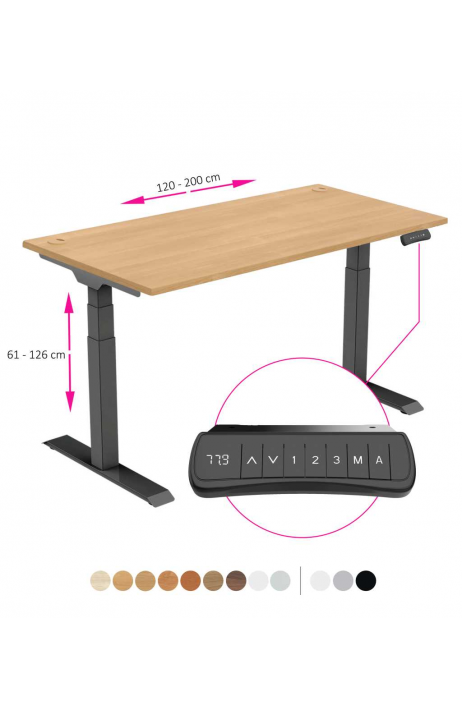 ERGO výškově nastavitelný stůl SKY dub / černá