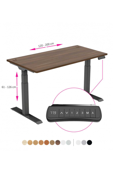 ERGO výškově nastavitelný stůl SKY ořech / černá