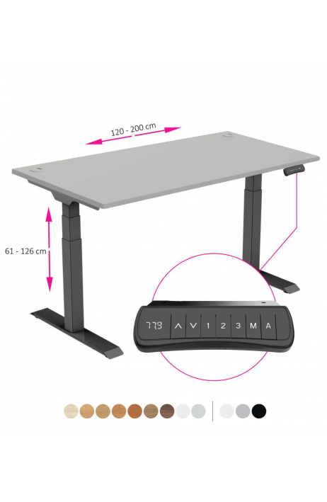 ERGO výškově nastavitelný stůl SKY šedá / černá